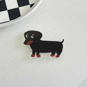 TEMU 2D 평면 만화 귀여운 개 폰 케이스 붙이기 브래킷, 재미있는 디자인, 단어 하나 작은 휴대용 데스크톱 금속 스탠드, 완벽한 전자 액세서리 및 독특한 선물 아이디어