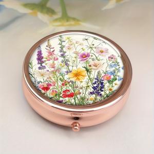 TEMU 여성용 아름다운 장미 금색 의약품 상자, 여행용 휴대용 약제 정리함, 세련된 및 내구성 있는 선물, 여행 약제 정리함 | 꽃무늬 상자 | 내구성 있는 플라스틱 상자, 의약품 보관 정리함