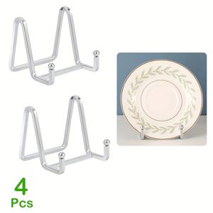 TEMU 메탈 접시 홀더 이젤 디스플레이 스탠드 - 테이블탑 사진 거치대, 액자 및 장식용 접시 전시용 실버 아이언 이젤