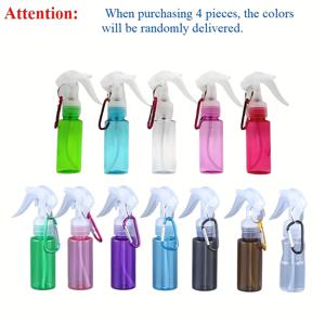 TEMU 4pcs 컬러풀한 리필 가능한 미니 스프레이 병과 키체인 - 누출 방지 여행용 핸드 세이버 병 (보라색, 녹색, 노란색, 빨간색) - 2oz/60ml, 하이포알러제닉 플라스틱, 여행 및 일상 사용에 완벽, 여행 위생 필수품, 재미있는 디자인, 내구성 있는 플라스틱