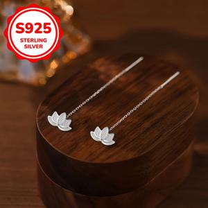 TEMU 1 쌍 여성 패션 드롭 귀걸이, 로투스 꽃 모양 - S925 실버, 낮은 감도, 1.1g, 일상 착용, 봄/여름, 졸업 선물 및 축하에 완벽