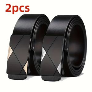 TEMU 2개 세트 남성 패션 캐주얼 벨트, 자동 버클 - 비즈니스 여행 및 출퇴근용, 정장이나 청바지와 완벽한 조합. 졸업 선물로 이상적