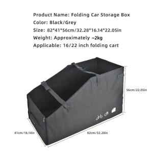 TEMU 휴대용 접이식 자전거 보관함 16-22인치 접이식 자전거용 - 내구성 강한 블랙 차량 트렁크 정리함, 안전 스트랩 포함, 컴팩트 디자인으로 쉬운 운반 및 보관, 튼튼한 구조의 자전거 보관함|폴딩박스