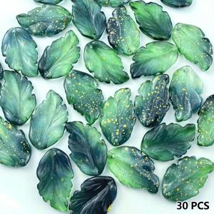 TEMU 30개입 윙킷 잎 모양 스페이서 비즈 - 리얼리스틱 정맥 디테일, 생기 넘치는 그라스 그린 DIY 주얼리 만들기용, 팔찌·목걸이·키체인·윈드차임 & 선캐처 제작 - 공예 재료, 자연스러운 느낌의 투명 비즈, 크래프트 비즈 키트