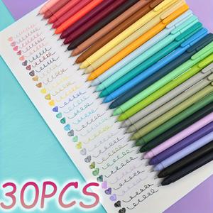 TEMU 30pcs 모란디 컬러 시리즈 0.5mm 미세 팁 젤 펜 - 화려한 패스텔 워터 컬러 디자인, 내구성이 뛰어난 카드보드 표면 글쓰기, 일기 쓰기, 학교, 사무실 및 예술 용품, 일기 쓰기 액세서리, 모란디 컬러 팔레트, 중간 포인트 펜