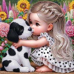 TEMU 1pc- 귀여운 소녀 애완견 도자기 키트, DIY 5D 특수 모양 드릴 제작 공예, 휴일 장식, 손수 만든 선물, 가정, 침실, 거실, 벽걸이 미술에 적합합니다.