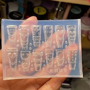 TEMU 고투명 3D 스커트 가장자리 실리콘 몰드 - 꽃 레이스 & 하트 패턴, DIY 공예용 레진 주얼리 제작, 폰케이스 장식, 네일아트 - 우아한 직사각형 디자인 (여성용)