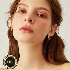 TEMU 알러지 방지 스테인리스 귀걸이 - 18K 골드 도금 하트 모양, 변색 및 탈색 없는 주얼리, 여성용 데일리 & 파티 이어링 - 결혼식, 생일, 기념일 선물 - 연중 우아한 스타일 액세서리