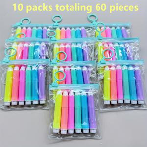 TEMU 30/60팩 연필형 하이라이터 - 6가지 생생한 색상의 워터베이스 잉크 마커, 컴팩트하고 휴대하기 쉬운 디자인, 저학년 선물용, 교사 및 학생을 위한 선물, 파티 용품, 재미있는 문구류, 무독성 펜, 창의적인 취미 활동에 적합