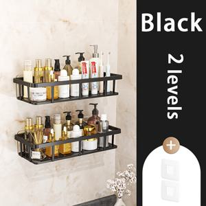 TEMU 2/3개 블랙 벽걸이 욕실 선반 - 드릴링 불필요, 공간 절약형 접착식 보관대 (샴푸, 컨디셔너, 칫솔 등), 배수 설계로 물 누설 방지, 모던 플라스틱 정리대, 그레이 색상 내구성 욕실 선반