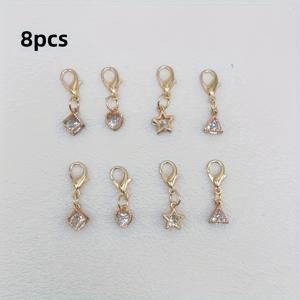 TEMU 8개 세트 (8pcs) 스팽글 신발 장식 - 골드톤 메탈, 스니커즈 & 부츠용 DIY 신발 액세서리, 하트와 별 모양, 고급 광택 디자인, 패션 애호가를 위한 완벽한 선물, 클립온 방식, 파티 및 일상용 보석 장식