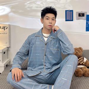 TEMU 남성용 긴팔 체크무늬 스웨터 세트, 가을 겨울 홈웨어 추천|여름잠옷