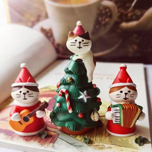 TEMU 크리스마스 장식 선물: 귀여운 산타 고양이 데스크탑 오너먼트, 새해 선물용 나무 등반 미니어처 세트 - 친구들을 위한 창의적이고 스타일리시한 크리스마스 가구 장식