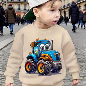 TEMU 키즈 카툰 자동차 그래픽 크루넥 풀오버 스웨트셔츠, 가을 겨울용 남아 캐주얼 긴팔 의류, 휴일과 여가 시간에 적합한 크리스마스 스웨터, 어린이 옷, 복장, 재미있는 디자인, 펀 프린트, 편안한 소재, 쉬운 관리의 캐주얼 이너티, 후드없는 롱슬리브 탑, 선물용으로 추천, 학교