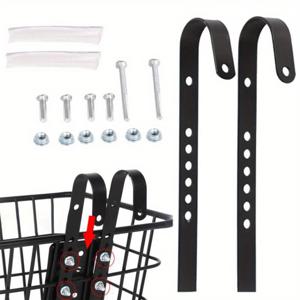 TEMU 헤비듀티 프론트 바스켓 후크 마운트 - 조절 가능한 자전거/전기자전거/스쿠터 브래킷, 빠른 해제 후크, 도구 없이 설치 가능, 자전거 프론트 바스켓, 전기자전거, 스쿠터, MTB 자전거 호환 - 짐 및 가방용 견고한 걸이 하드웨어