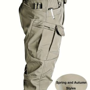 TEMU 봄/가을 남성용 전술 카고 팬츠, 신축성 원단, 부드럽고 통기성 좋은 다중 포켓, 벨트 없는 캐주얼 아웃핏|냉장고바지|남자바지|바지