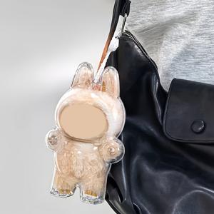 TEMU 1개 LABUBU 투명 아크릴 보호 케이스 - 먼지 방지 & 스크래치 방지, 서서 앉을 수 있는 몬스터즈 마카롱 시리즈 피규어 보관함, 미스테리 박스 컬렉터블, 휴대용 걸이 디자인, <3.2 Cu Ft 용량, <27인치 높이, 콜렉터 쇼케이스 및 선물용 (할로윈/크리스마스), 휴일 선물 아이템, 가벼운 보호 기능