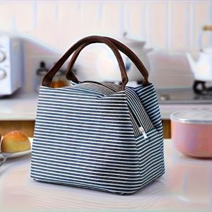 TEMU 단열 도시락 가방, 알루미늄 호일 방수 캔버스 토트백, 보온 식품 캐리어, 학교·사무실·피크닉용 비식품 접촉