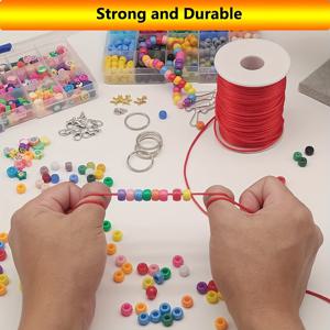 TEMU 2 Mm 330 피트의 실크 나일론 로프, 보석 팔찌, 목걸이, 비즈 라인, 마우스 꼬리 레이스 짜기, 중국 노트 공예를 위한 적색.