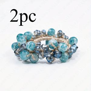 TEMU 2pcs 수제 비즈 헤어 타이, 합성 보석 - 여성용 반짝이는 헤어 액세서리, 포니테일 및 버니용 스타일링 클립, 손상 없는 헤어 케어, 헤어 액세서리, 버니메이킹 액세서리, 반짝이는 마감, 내구성 있는 헤어 타이