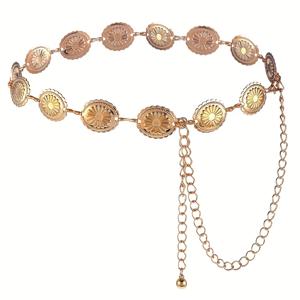 TEMU 1개 ROCO 여성 빈티지 메탈 벨트 - 조절 가능 - 프린지 체인 & 버클, 웨딩, 파티, 캐주얼 의상용 허리 슬림 드레스 벨트, 보호 스타일 액세서리 (드레스, 정장, 청바지 호환)