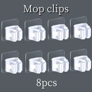 TEMU 8개 세트 모던 플라스틱 걸이형 벽걸이 청소용품 세트 - 주방, 정원, 차고, 세탁실 & 사무실용 간편 설치 클립 포함 | 훅 오거나이저 | 내구성 강한 플라스틱 빗자루 홀더 및 후크
