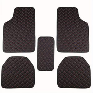 TEMU 5개 세트 범용 자동차 가죽 바닥 매트 - 패턴 미끄럼 방지, 내구성 강한 쉬운 청소 인테리어 액세서리, 차량 보호용 스타일리시 카매트, 고품질 소재, 현대적인 디자인, 일상 사용자용
