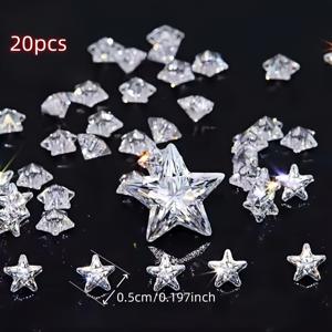 TEMU 대량 50/30/20/15개 반짝이는 화이트 스타 모양 큐빅 - 내구성 높은 고투명 포인트 컬렛 다면체 컷 루즈 CZ 스톤, 주얼리 만들기, DIY 팔찌, 스터드 귀걸이, 글루온 네일 아트 & 코스튬 파티 장식용