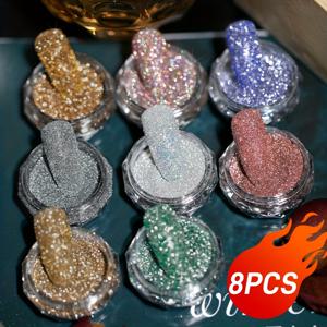 TEMU 8pcs 세트 반짝이 라인스톤 파우더, 크리스마스와 할로윈을 위한 여성과 친구를 위한 고급 선물, 골든 글라스 더스트, 화려한 달빛 화이트와 오로라 효과 여성용 네일 세트, DIY 네일 장식, 매니큐어, 화장용 라인스톤, 네일 키트, 스파클링 파우더, 골든 더스트, 부드러운 발림, 고광택 포뮬러