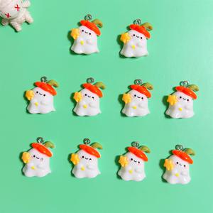 TEMU 할로윈 호박 악마 참 장식 10개 세트 - 빨간 모자와 녹색 잎이 있는 레진 공예 참, DIY 주얼리, 귀걸이, 목걸이, 팔찌, 키체인 및 가방 장식용 완벽한 아이디어, 할로윈 장식품, 창의적인 디자인, 섬세한 제작 기술