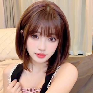 TEMU 고온 섬유 짧은 머리 가발, 순수 소녀 코스프레 풀 헤드 커버 조절 가능한 탄성 통기성 버클 네트, 모든 연한 베이지 톤에 적합, 여성용 가발, 여성용 짧은 가발