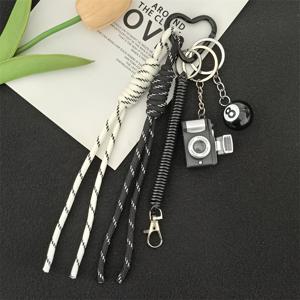 TEMU 【펜던트 참】[4가지 스타일 및 색상 가능] 작은 카메라 액세서리 가방 브레이드 로프 펜던트, 인스 스타일 블랙 8 당구공 펜던트, 거실 차량 내부 장식 펜던트