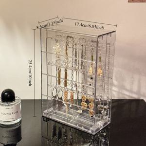 TEMU 1개, 수이 투명 3단 수직 귀걸이 디스플레이 스탠드 – 108쌍 수납 가능, 후크가 있는 주얼리 정리함, 장식용 보관 케이스, 주얼리 박스