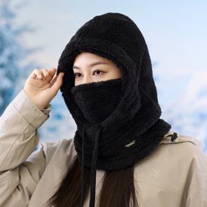 TEMU 플러시 라이딩 모자, 유니버설 겨울 방풍 보온 아웃도어 스포츠 스카프 마스크 일체형 플러시 모자, 가족 선물, 랜덤 풀 로프 색상