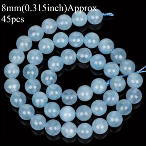 TEMU LOMUINE 천연 아쿠아마린 비즈 - 연한 파랑에서 터키석 오므레, 매끄러운 광택 마감, 6mm-10mm(0.236