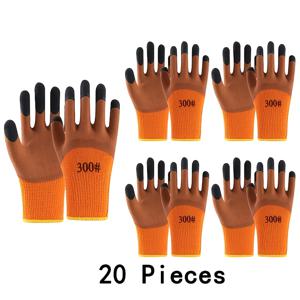 TEMU 20개 남성용 겨울 나일론 장갑 라텍스 코팅 - 두꺼운 보온, 스포츠, 사이클링, 스키 및 추운 날씨 야외 활동에 적합, 손세탁 전용, 겨울 스포츠 기어 | 두꺼운 장갑 | 내구성 있는 장갑, 장갑, 남성 사이클링 장갑