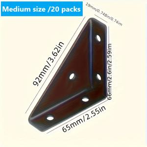 TEMU 20개 세트, 고강도 철제 L자형 브래킷, 수납 캐비닛 액세서리, 90도 코너 지지대, 내구성 좋은 가구 강화, 가정 및 가구 수리에 적합, W, 선반 지지대, 선반 브래킷, 코너 브래킷, 앵글 브래킷, L 브래킷, 기둥지지대, 선반브라켓, 기둥브라켓