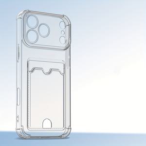 TEMU 투명 카드 슬롯 아이폰 17, 16, 15, 14, 13, 12, 11 프로 맥스 케이스 - 세련되고 심플한 디자인, 은행 카드 또는 사진 수납에 완벽, 내구성 있는 소재, 충격 방지 커버, 출장 및 바쁜 직장인에게 적합