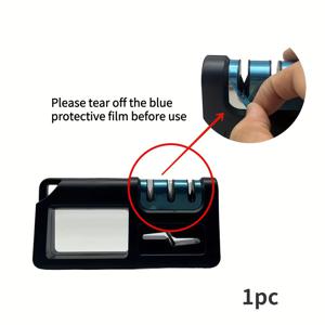 TEMU 4-in-1 나이프 숫돌 - 주방용 칼 및 가위 수동 연마 도구, 내구성 있는 금속 블레이드 오프너, 인체공학적 핸들, 전기 불필요, 홈 & 프로페셔널 주방을 위한 이상적인 크리스마스 선물, 세련된 메탈릭 마감, 견고한 구조, 웨이트스톤, 날 연마 도구