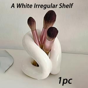 TEMU 1pc 노르딕 스타일 세라믹 메이크업 오르가나이저, 공간 절약용 칫솔 홀더, 화장품 및 브러시용 화장대 보관 랙, 미적 방 장식, 욕실, 침실 및 주방 액세서리에 이상적, 욕실 오르가나이저 및 스토리지