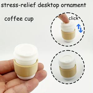 TEMU 피젯 - 커피콩 모양 센서리 데스크 장식, 클릭 메커니즘, 레트로 브라운 & 베이지 피젯 가제트, 성인용, 생일/크리스마스/휴일 파티 선물, 사무실용, 내구성 있는 플라스틱, 귀여운 커피컵 & 콩 디자인, 스트레스 해소 데스크탑 장식, 집이나 사무실에서 사용하기 좋은 재미있는 피젯, 커피 애호가와 선물에 완벽, 라떼 컵,라떼 텀블러