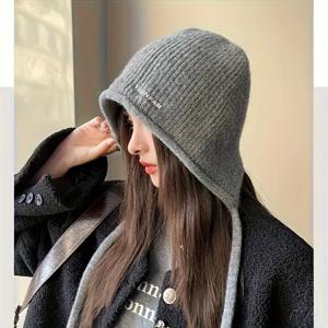 TEMU 여성용 겨울 따뜻한 비니 모자, 조절 가능한 스트랩 & 귀 포함 - 가벼운 신축성 있는 비니 캡, 솔리드 브라운/ - 세탁기 사용 가능