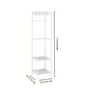 TEMU 흰색/검은색 메탈 코너 보호 랙 (후크 포함) - 침실 및 거실에 적합한 세련된 2단 수납, 페인트 표면 및 독립적인 디자인, 재킷, 모자 및 액세서리에 적합, 방 꾸미기 향상