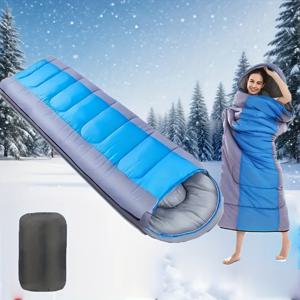 TEMU 1인용 헤비듀티 겨울용 보온 슬리핑백 (후드 & 수납 포켓 포함) - 성인용 캠핑 장비, -22°F ~ 68°F (-30°C ~ 20°C) 추위 생존, 합성 섬유, 야외, 호텔, RV, 배낭여행용 (지퍼 잠금)