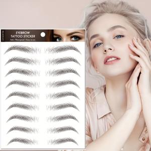 TEMU 블랙 눈썹 타투 스티커 5개 6D 모조 생태 눈썹 방수 및 땀 방지 리얼 3D 눈썹, 눈썹 그리기 게으른 사람들에게 적합, 크리스마스, 할로윈, 생일 선물, 휴일 선물, 임시 눈썹 스티커,방수 타투,땀 방지 소재,메이크업 스티커,선물 구매자,바쁜 전문가들|타투스티커