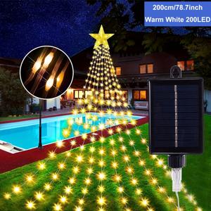 TEMU 태양광 별 폭포 - 200/280 LED 실내외용 스트링 조명, 8가지 모드, 플러그 없는 태양광 크리스마스 트리, 파티, 지붕, 커튼 및 장식용 (따뜻한/차가운 화이트)