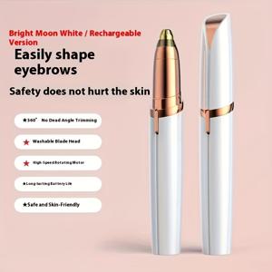 TEMU 여성용 충전식 눈썹 정리기 & 제모기 - 리튬이온 배터리, 휴대용 얼굴 털 제거기, 민감성 베이지, 눈썹 정리 (레이저 없음, 사용 간편)