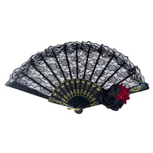 TEMU 고딕 여성용 부채 - 블랙 & 화이트 레이스 스타일 러플과 레드/블랙 장미 액센트 - 우아한 웨딩, 할로윈, 포토 촬영 액세서리 - 빈티지 핸드헬드 부채, 티 파티, 프롬, 드레스용 ( 스타일)