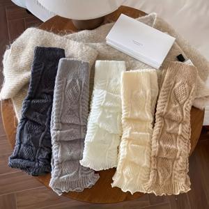 TEMU 여성용 겨울 따뜻한 보온 레그 워머 5켤레 - 엑스트라 롱 OTK (오버 더 니) 양말, 러플 헴 & 커프, 부드러운 플러시 질감, Y2K 스타일, 손세탁/드라이 클리닝 - 멀티 컬러 옵션 (핑크, 그린, 퍼플, 회색, 브라운, 네이비, 버건디, 올리브), 발토시 여성 여름용, 여름발토시