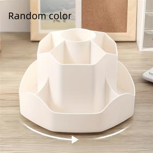 TEMU 대용량 360° 회전 책상 정리함 - 헤비듀티 화이트 펜 홀더 다용도 수납 트레이, 사무실용 데스크탑 액세서리 - 회전식 펜 & 마커 정리함 (조립 불필요) - 선생님, 전문가를 위한 이상적인 선물